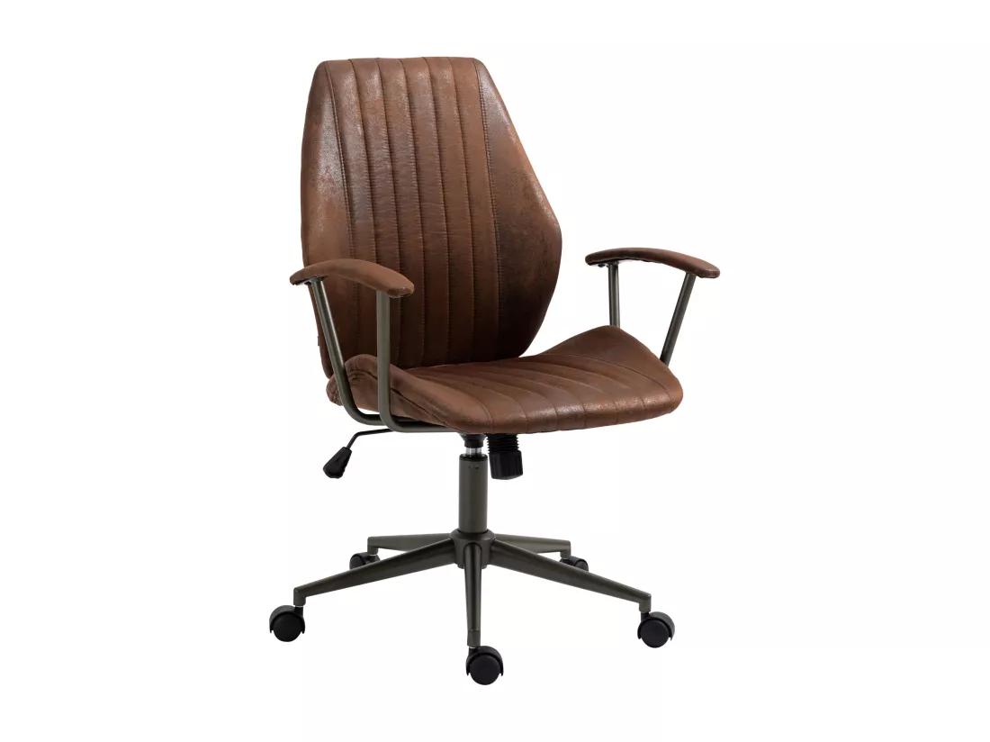 Chaise de bureau - Similicuir & Chrome - Cognac - Nampa