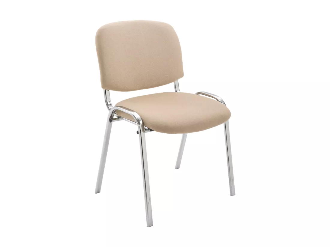 Chaise de salle à manger - Tissu & Métal chromé - Crème - Ken