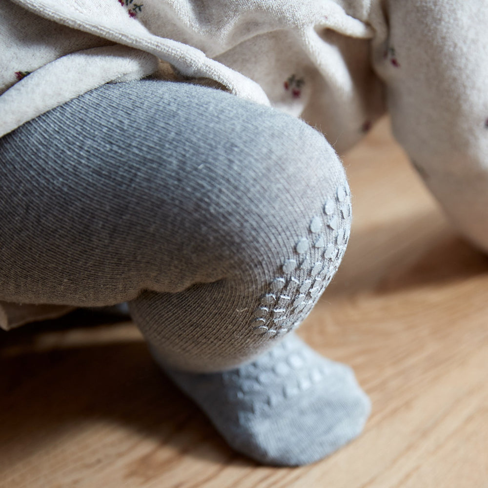 Køb Gobabygo Grey Melange Crawling Strømpebukser Organic Bomuld
