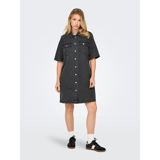 ONLY Belle Denimkjole, Washed Black, XS