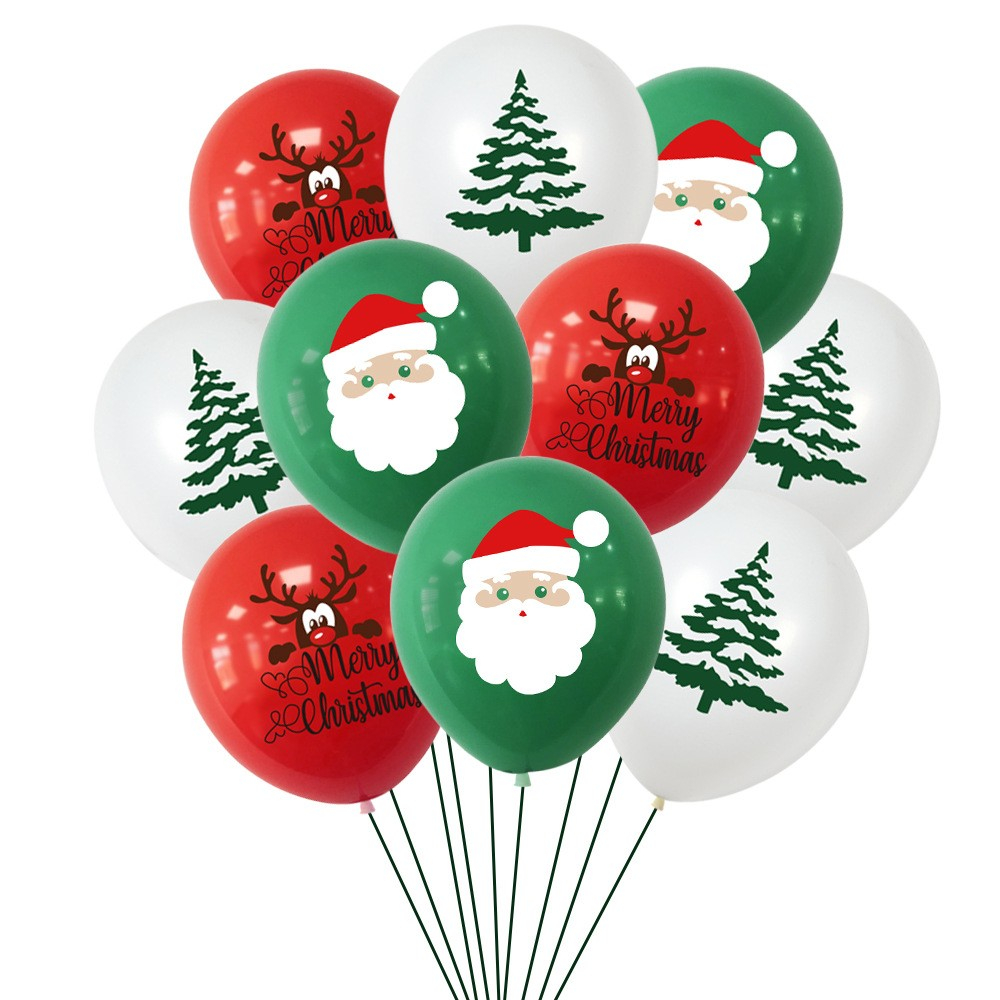 (33-tlg. Set) Merry Christmas Girlande Weihnachts Party Dekoration   Latex Ballone - Rot / Grün / Weiss