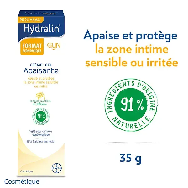 O Gel Creme Suavizante HydralinGyn® 35g acalma e protege a área íntima.
