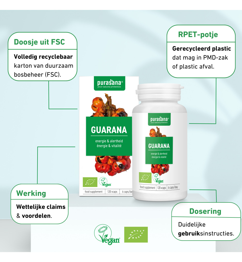 Purasana Guarana Vegan Bio (120 vega capsules)