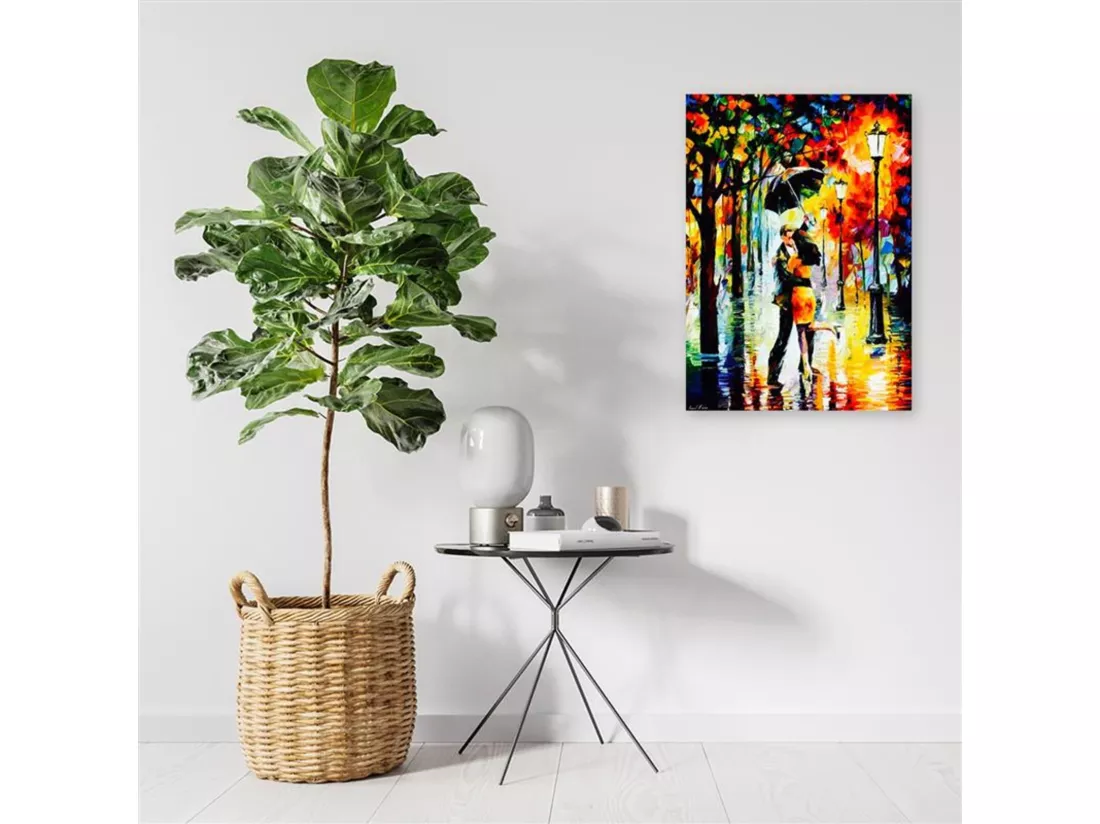 Tableau couple amoureux sous un parapluie - 60 x 90 cm