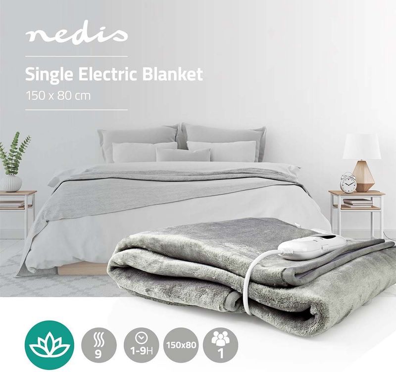 Nedis Elektrische Deken - Onderdeken - 1 Persoon - 150 X 80 cm - 1 Stuks - PEBL130CWT1 PEBL130CWT1