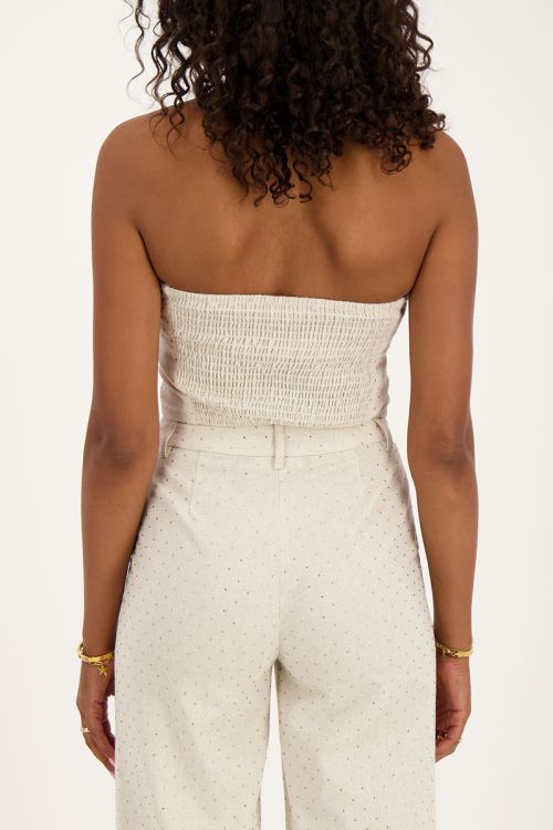 Beige linnen corset top met studs