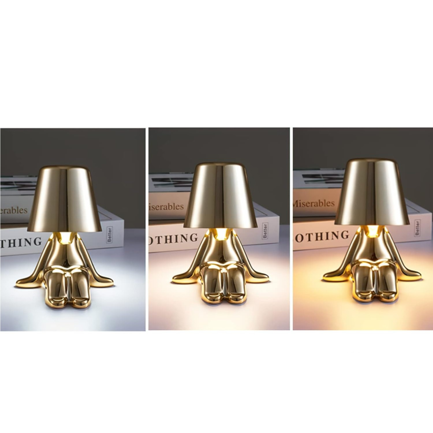 (16cm) LED Nachttisch Lampe Dimmbare Home Deko Akku Beleuchtung mit Touch Funktion - Nachdenkliches Männchen