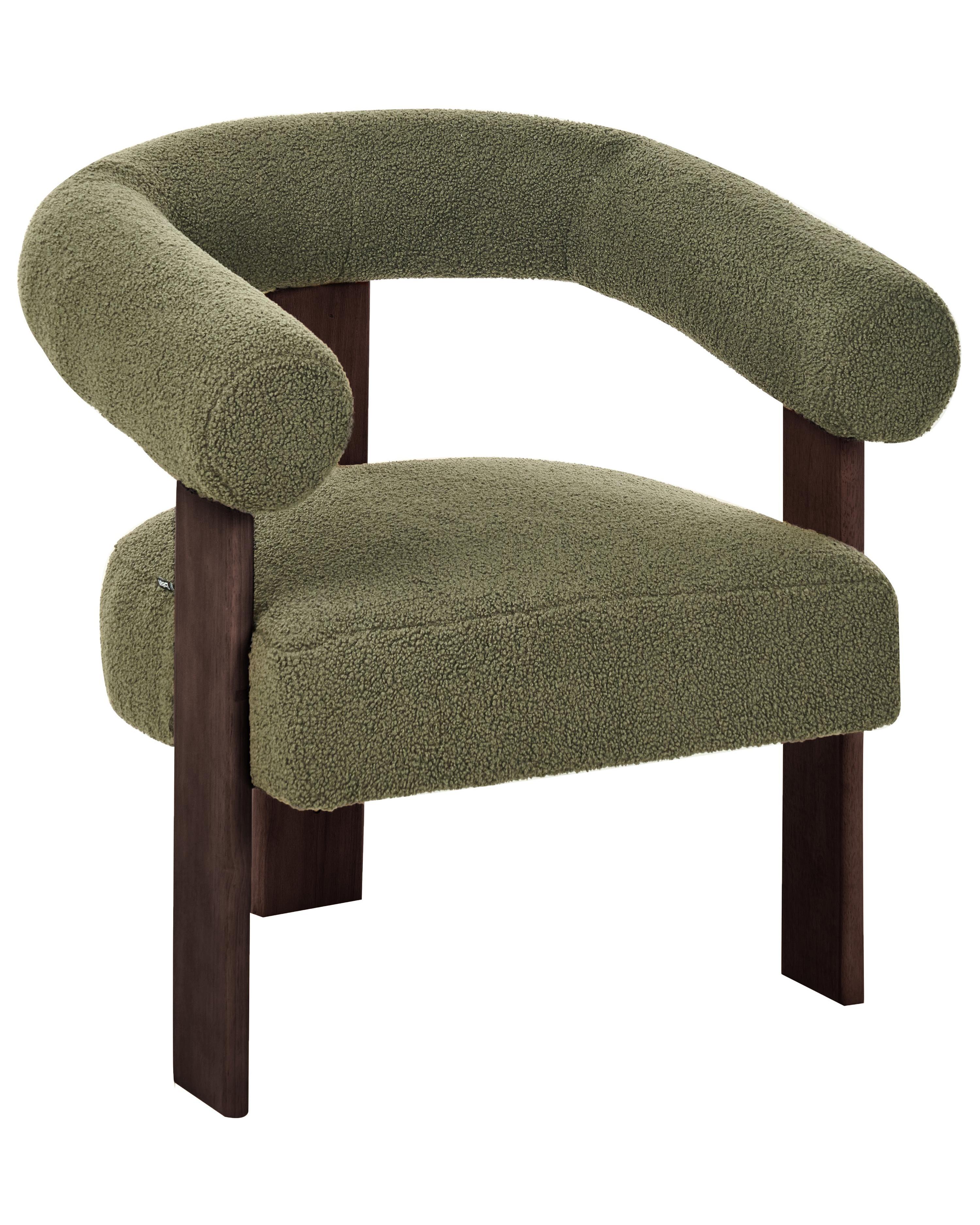 Fauteuil ILBRO Bouclé Groen/donkerbruin