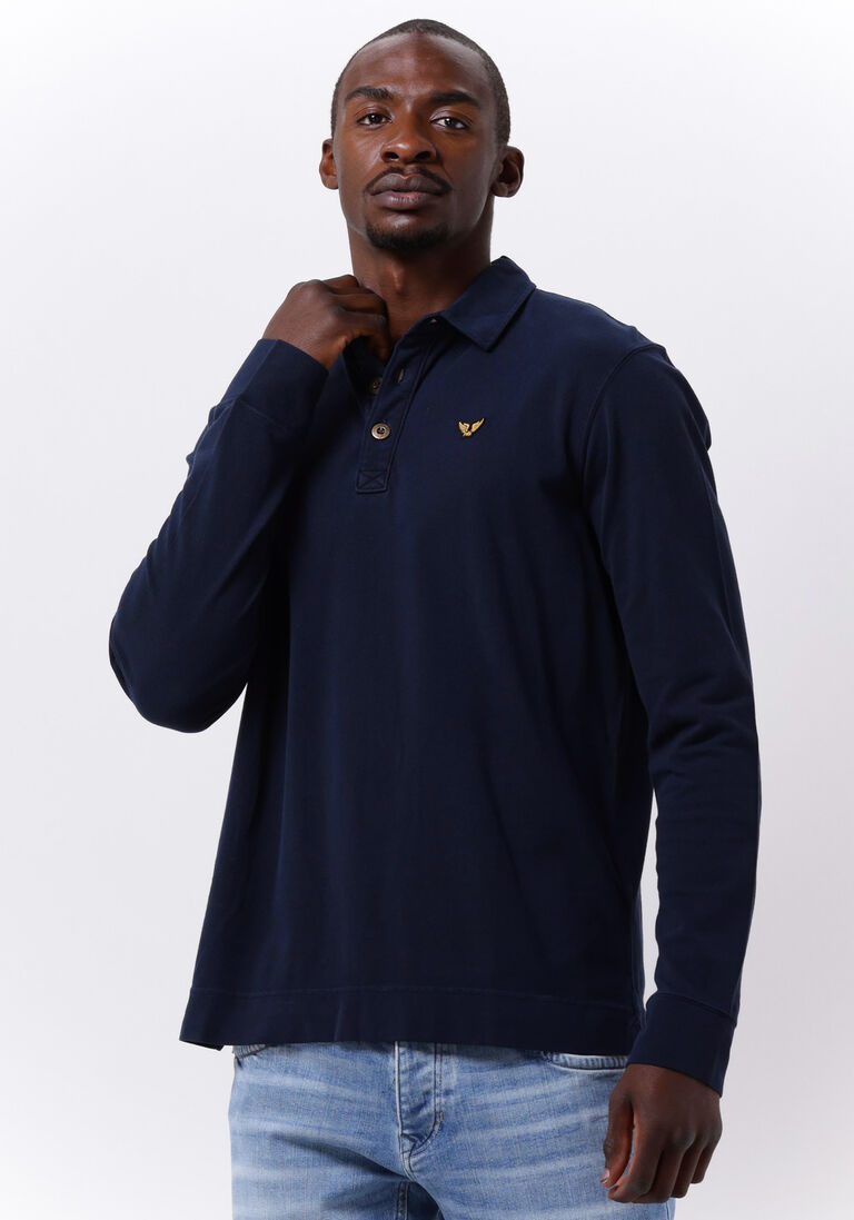 PME LEGEND blauwe pme legend polo long sleeve polo pique garment dye