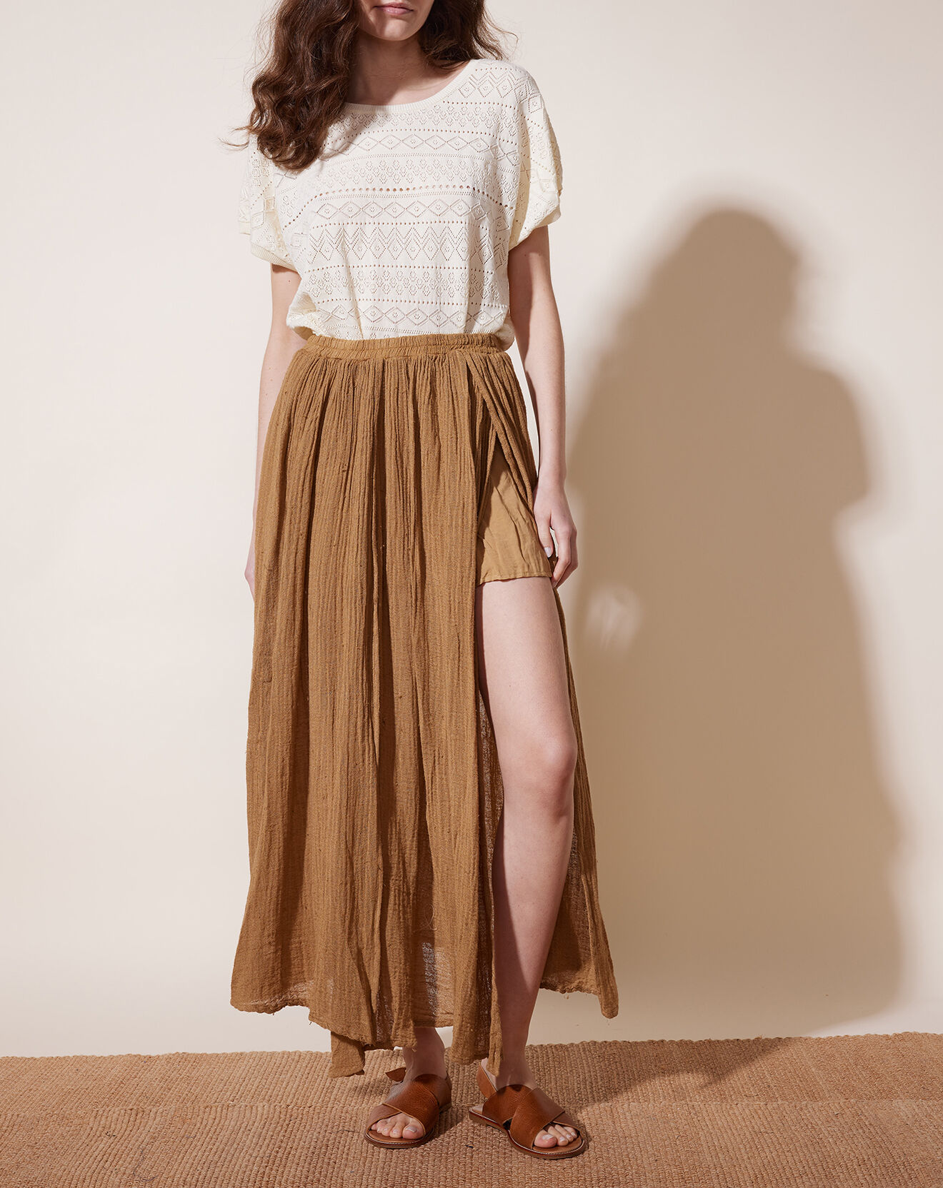 Louizon Jupe en Lin & Coton Yosaley camel