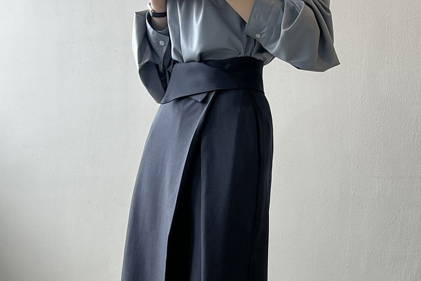 Keiko Girl - Hoge taille effen midi A-lijn rok