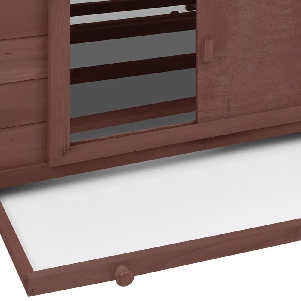 Poulailler 152 x 96 x 110 cm bois de sapin massif moka et blanc