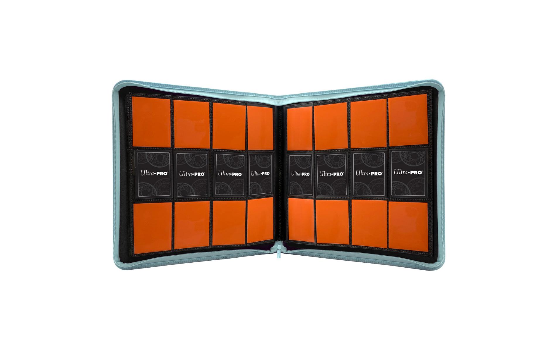 Karten-Album Pro-Binder Zippered Light Blue 12-PocketKartenalbum mit gepolstertem Kunstledereinband