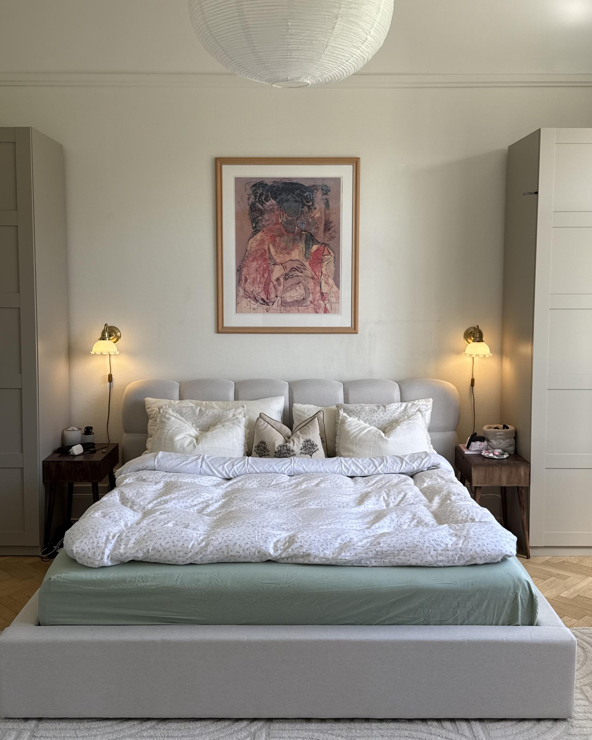 Bed met opbergruimte Stof BASTON 180 x 200 cm Gebroken wit