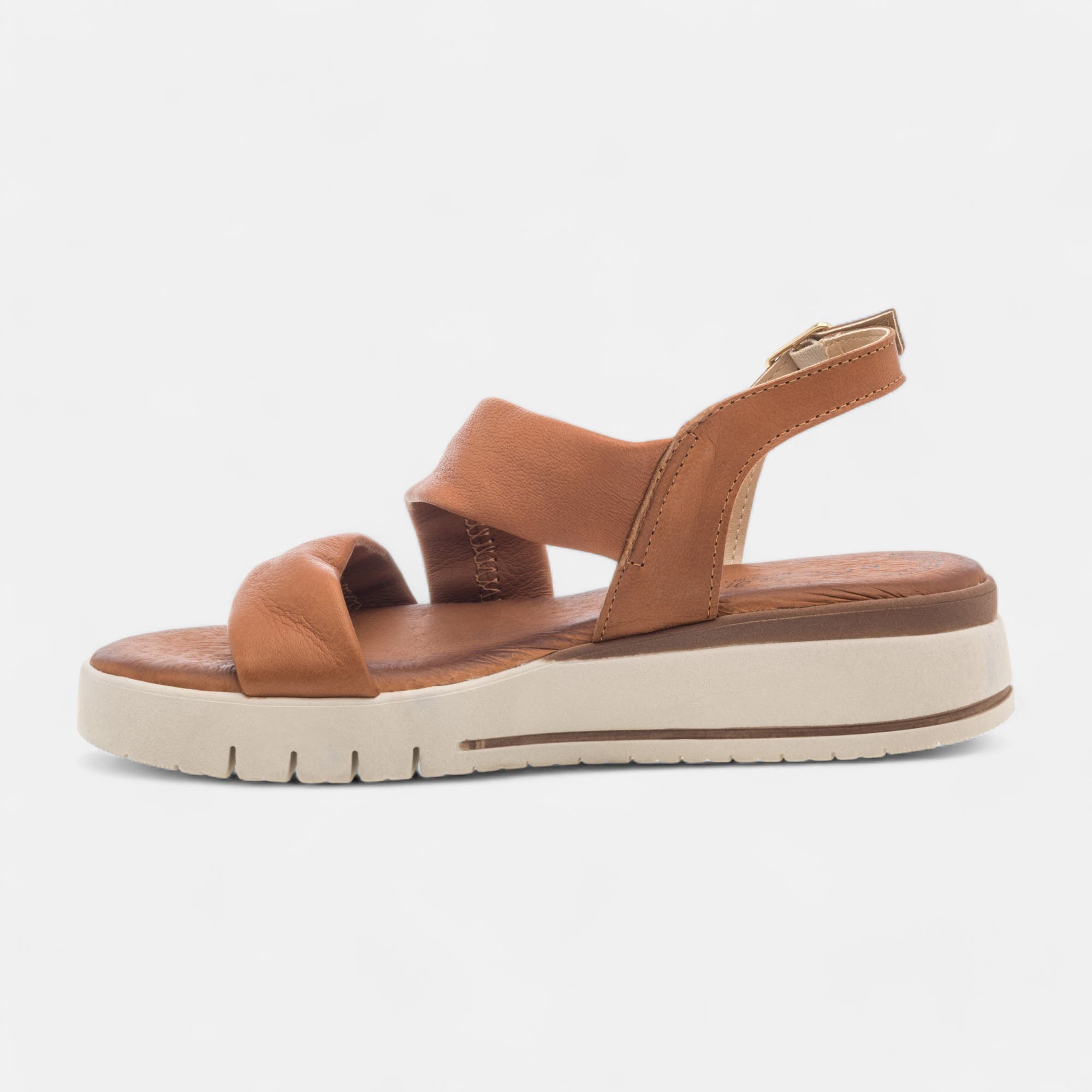 Sandales Femme en cuir cognac