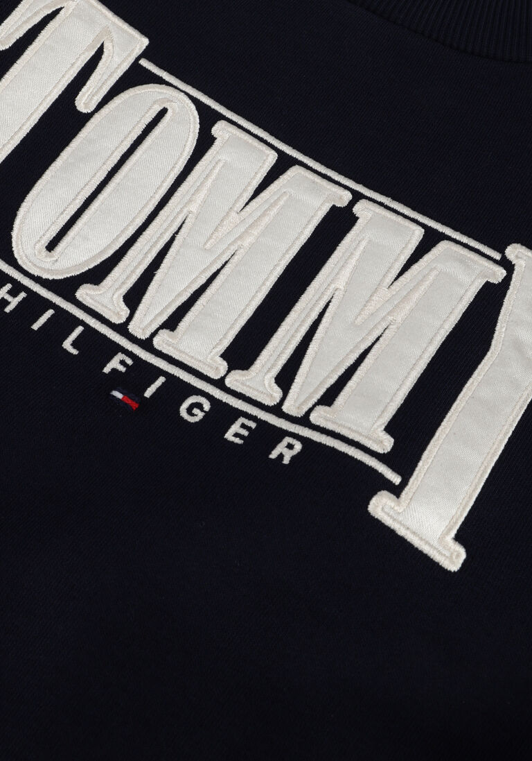 TOMMY HILFIGER donkerblauwe tommy hilfiger trui tommy sateen logo cn