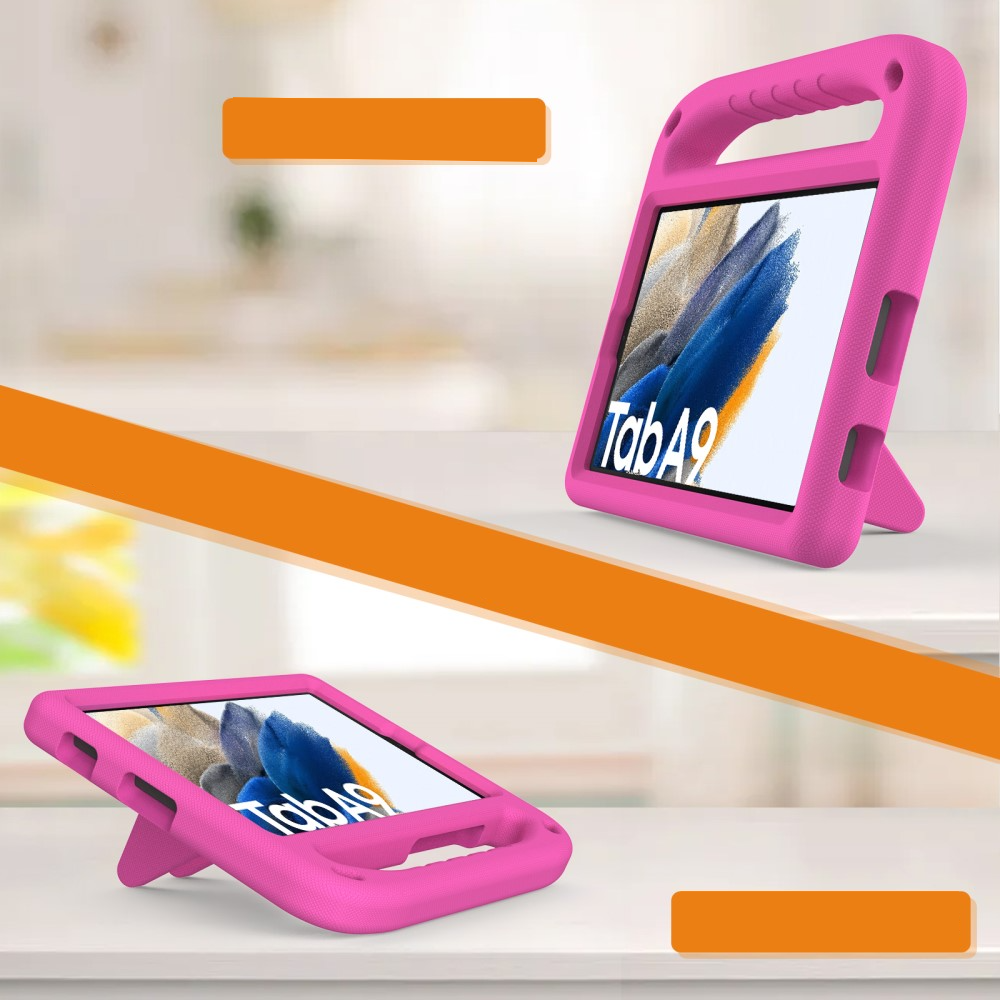 Samsung Galaxy Tab A11 / A9 Stossfeste Kinder Schaumstoff Hülle mit Griff   Kickstand - Pink