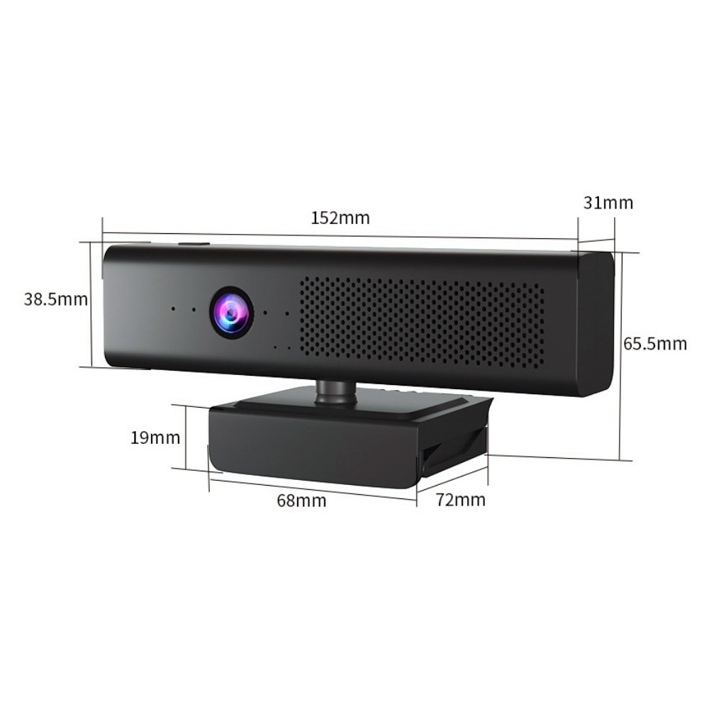 USB Webcam 2MP 1080p Full HD Kamera mit Autofokus   4x Mikrofon und Lautsprecher für Laptop / PC - Schwarz