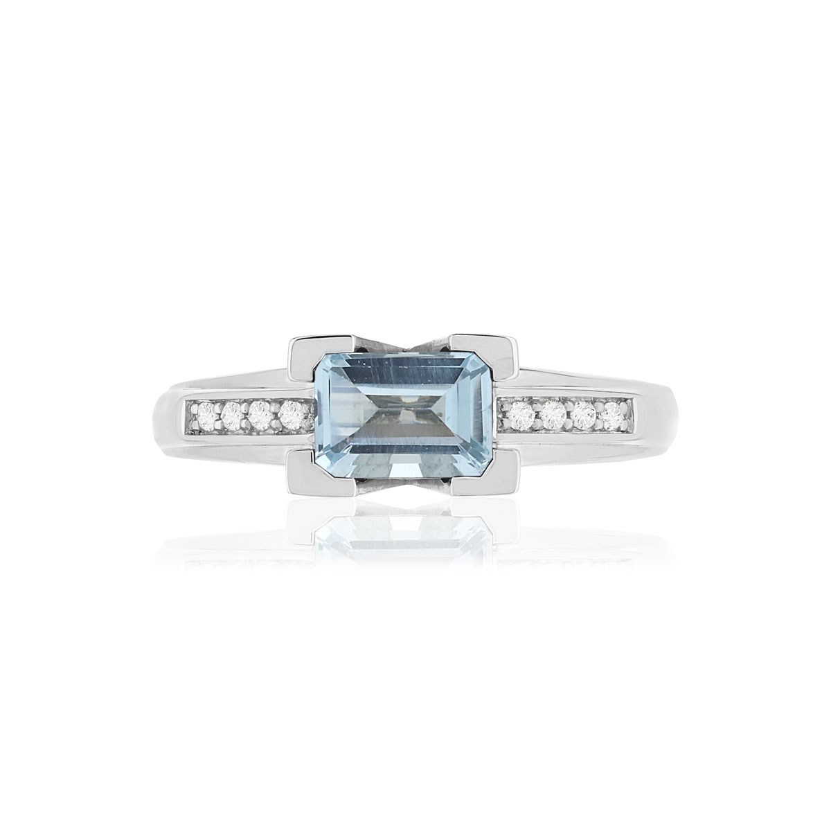 Bague VAN BRILL or blanc 750, aigue-marine, diamants.