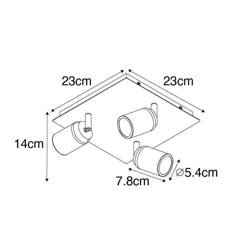 Moderne badkamer spot wit vierkant 3-lichts IP44 - Ducha