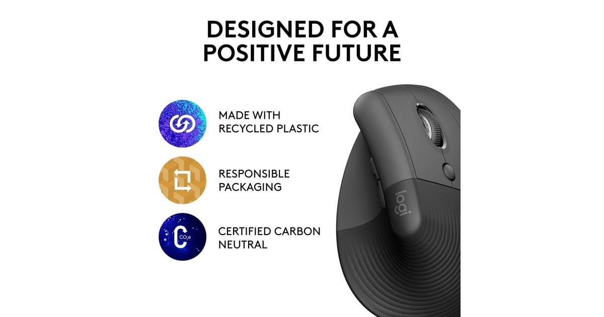 LogitechLift Vertical Ergonomische Muis - Rechtshandig  (Grafiet/zwart, 4000 dpi, Bluetooth)