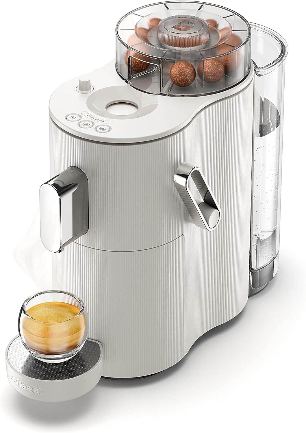 CoffeeB Kaffeemaschine Globe weiß 1,3 l by Café Royal + 90 Coffee Balls Espresso – 100% kompostierbar