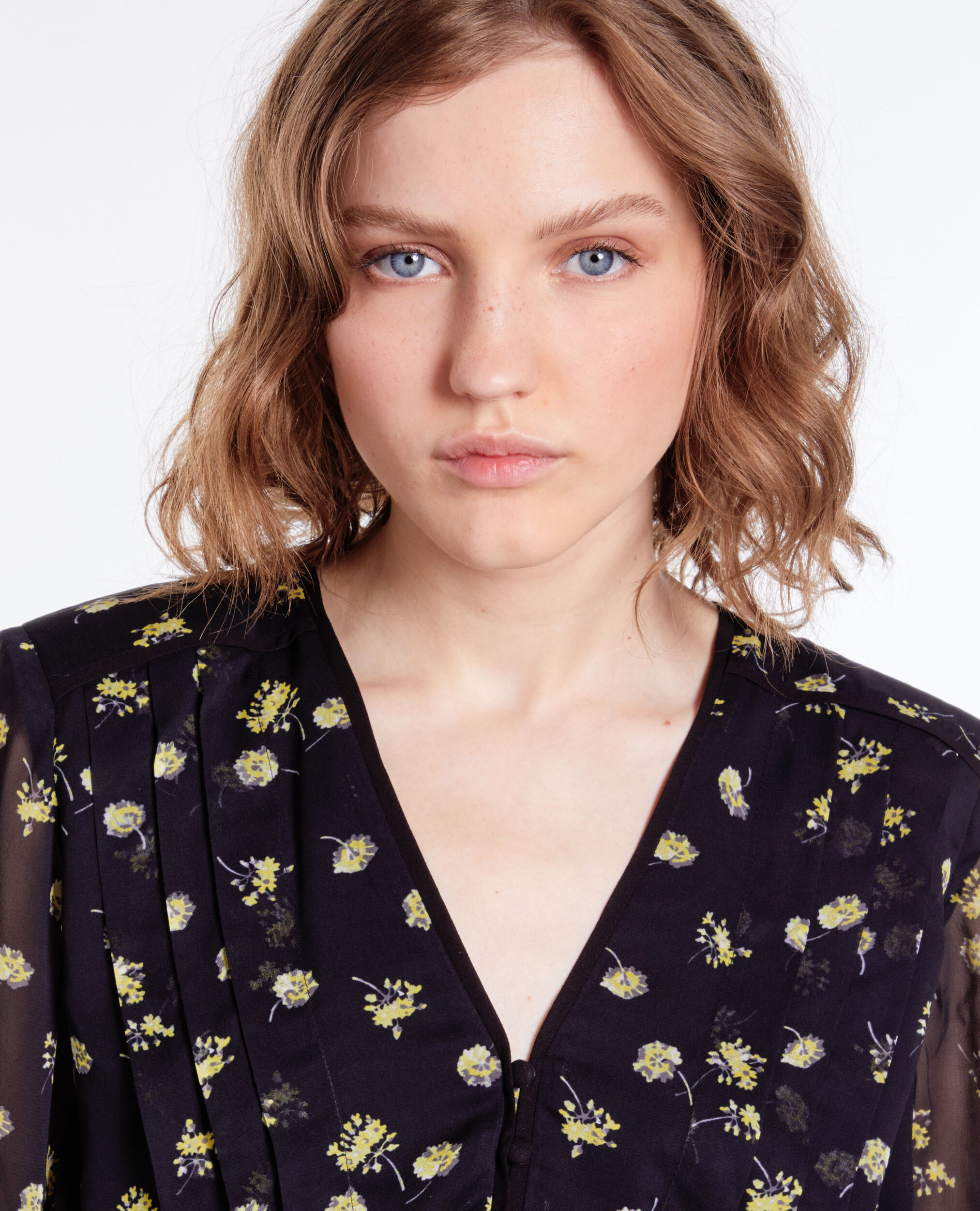 Top imprimé avec smocks