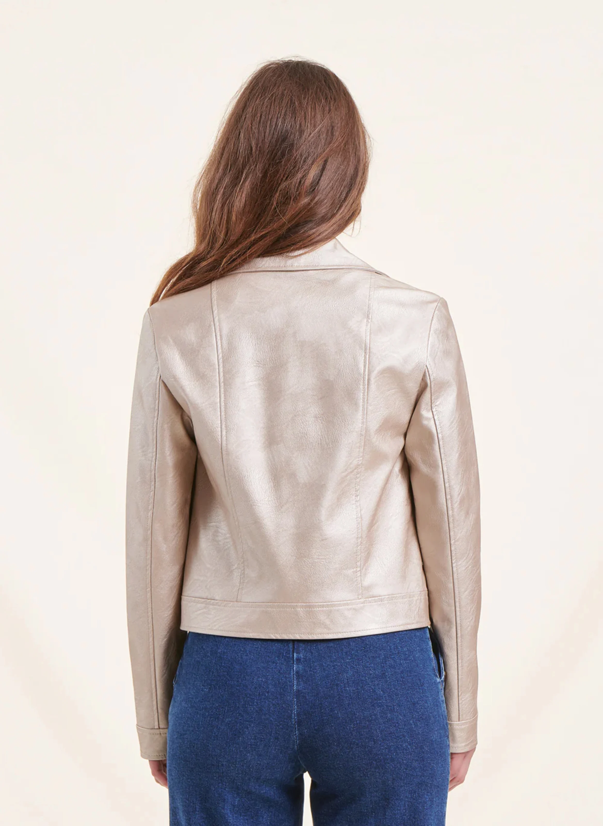 Blouson col cranté métallisé | Jaune