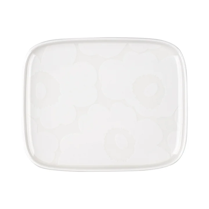 Marimekko - Oiva Unikko Servierplatte, 15 x 12 cm, weiss