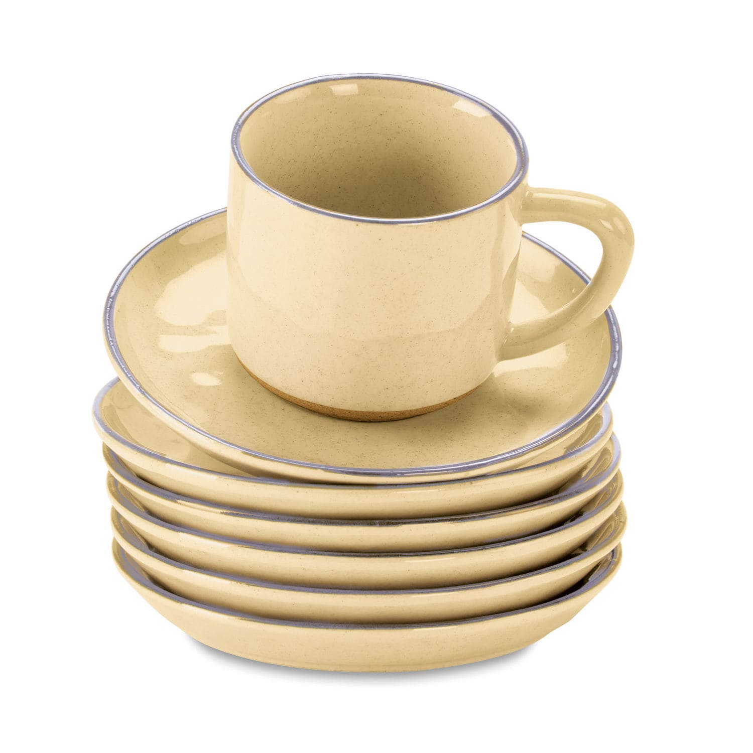 Tasse mit Untertasse 6er Set Biarré gelb