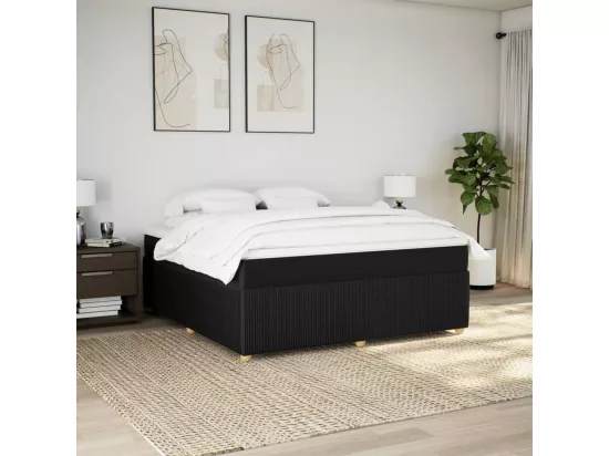 Sommier à lattes de lit avec matelas Noir 180x200 cm Tissu
