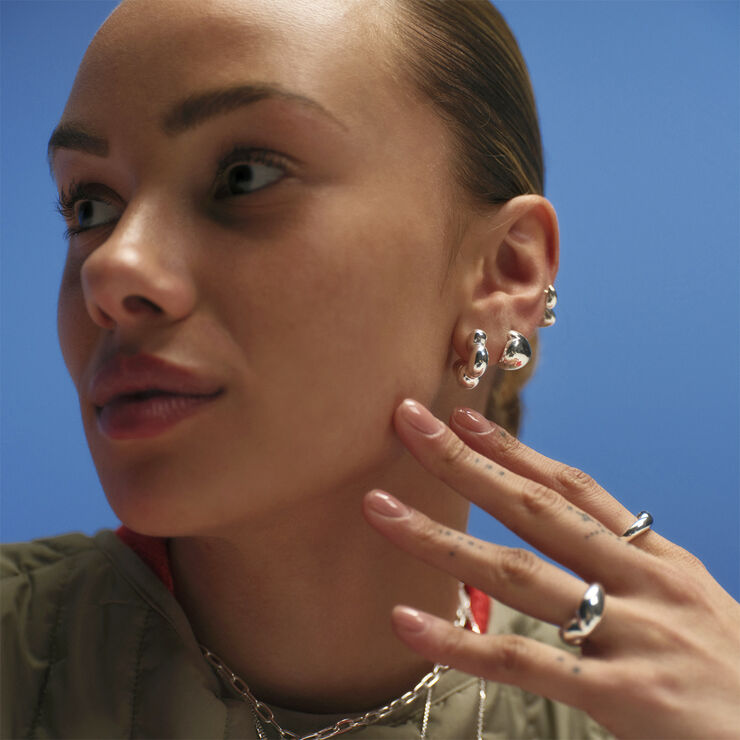 Camille Brinch Jewellery Cloudy Puffer Hoops Silver