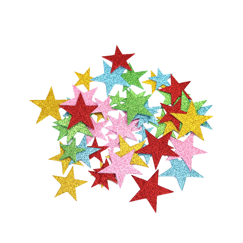 (70er Set) Glitzer Moosgummi Sticker Selbstklebende Bastel Aufkleber - Sterne