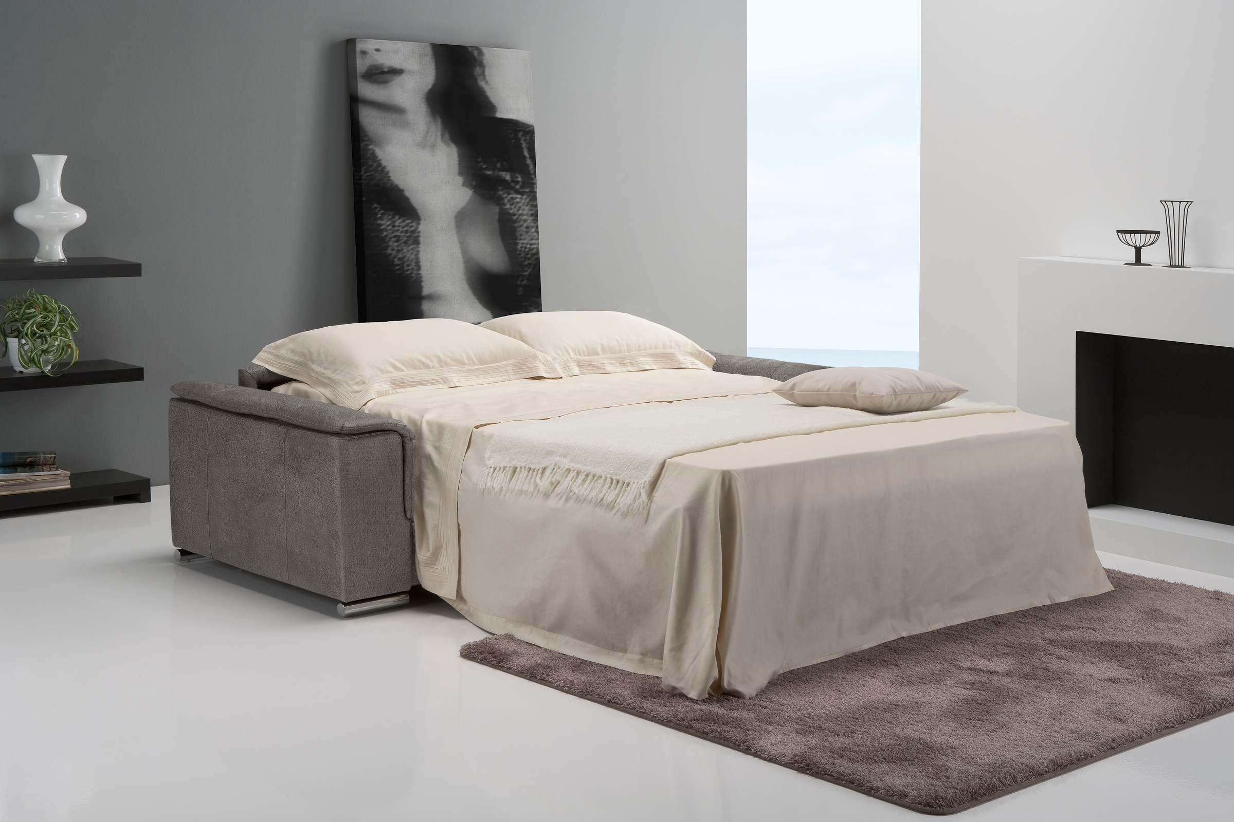 Egoitaliano Schlafsofa »Cecilia, modern & elegant, erstklassiger Sitzkomfort, Dauerschläfer« inkl. Matratze und hochwertigem Metallbettrahmen, toller Schlafkomfort