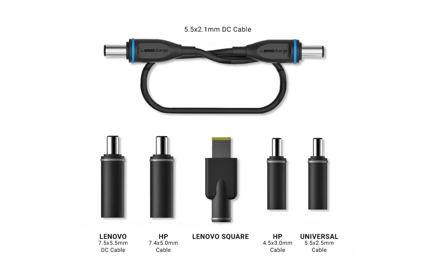 Kabel Laptop, DC-Kabel + PC-Tipp-SetTipps für Lenovo, HP und universal 5,5 x 2,5 mm Hohlstecker