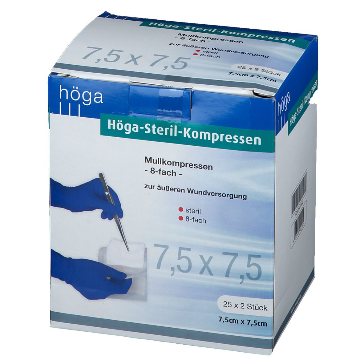 Höga Sterile Mullkompressen 7,5 x 7,5 cm 8-fach