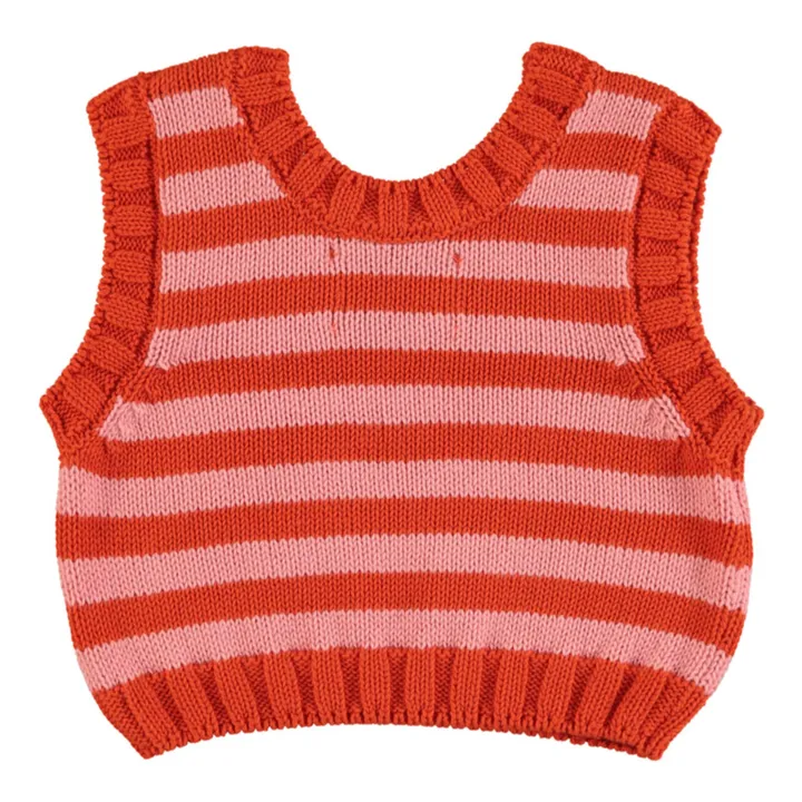 Piupiuchick Pull Sans Manches Rayure Coton Bio | Rouge