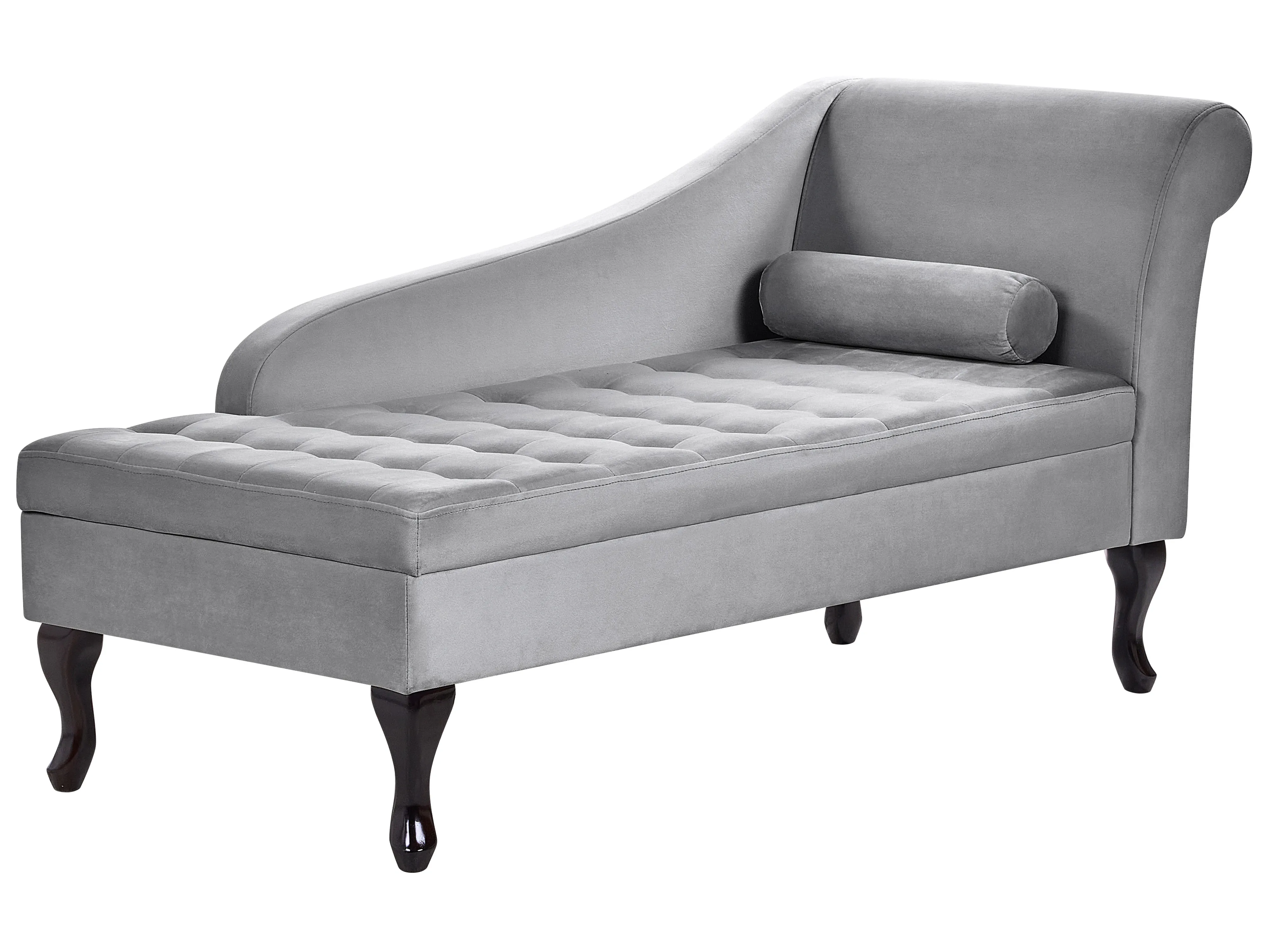 Rechtszijdige chaise longue PESSAC Fluweel Lichtgrijs met opbergruimte