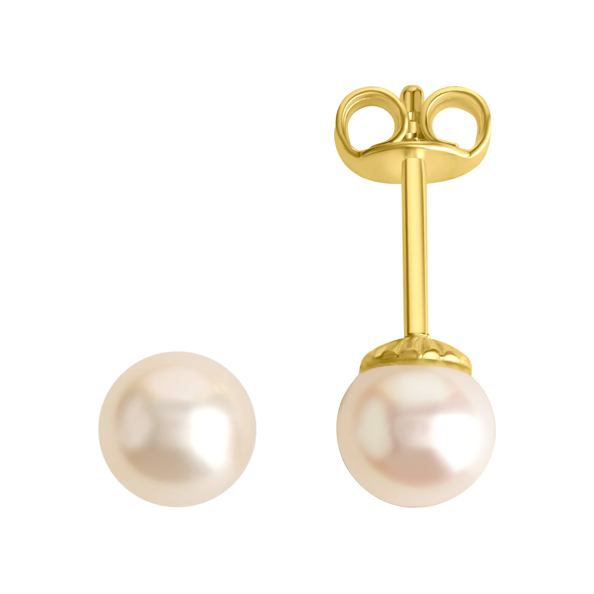 Orolino Ohrringe Gold 585 mit weißen Perlen 5,5-6mm