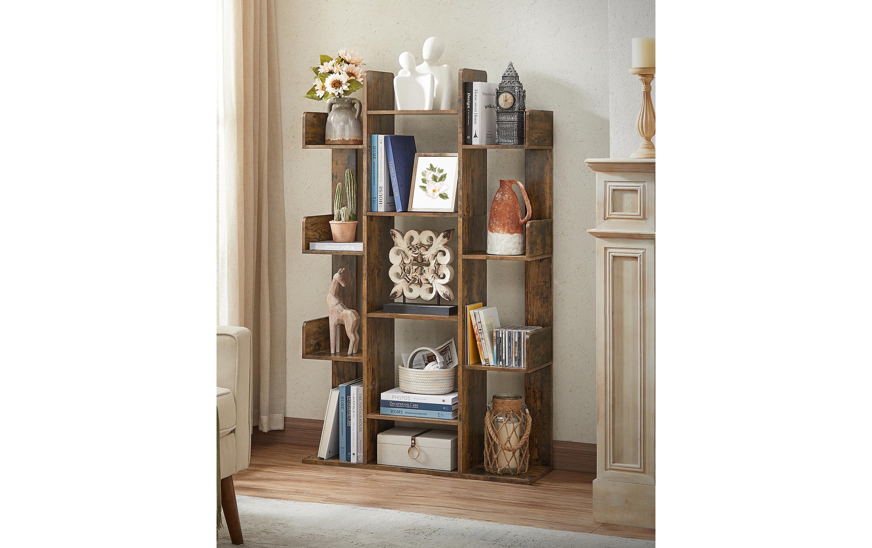 Regal mit 13 Ablagen 86 x 25 x 140 cm, BraunBücherregal