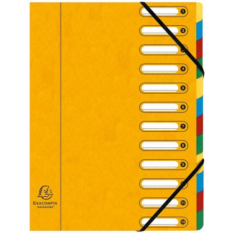 Trieur HARMONIKA® à fenêtres avec élastiques véritable carte lustrée 12 compartiments