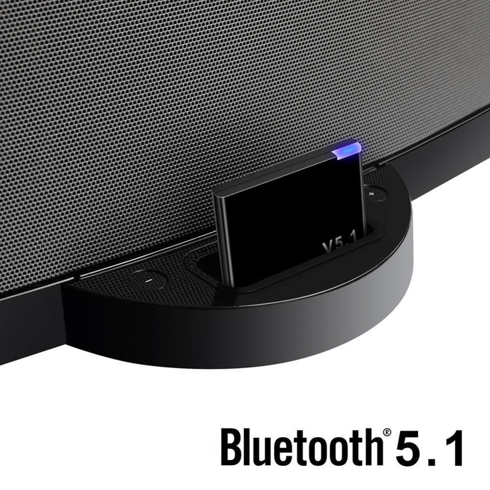 Universal Bluetooth 5.1 Audio Musik Receiver für Apple 30pin Docking-Station mit LED Leuchte - Schwarz