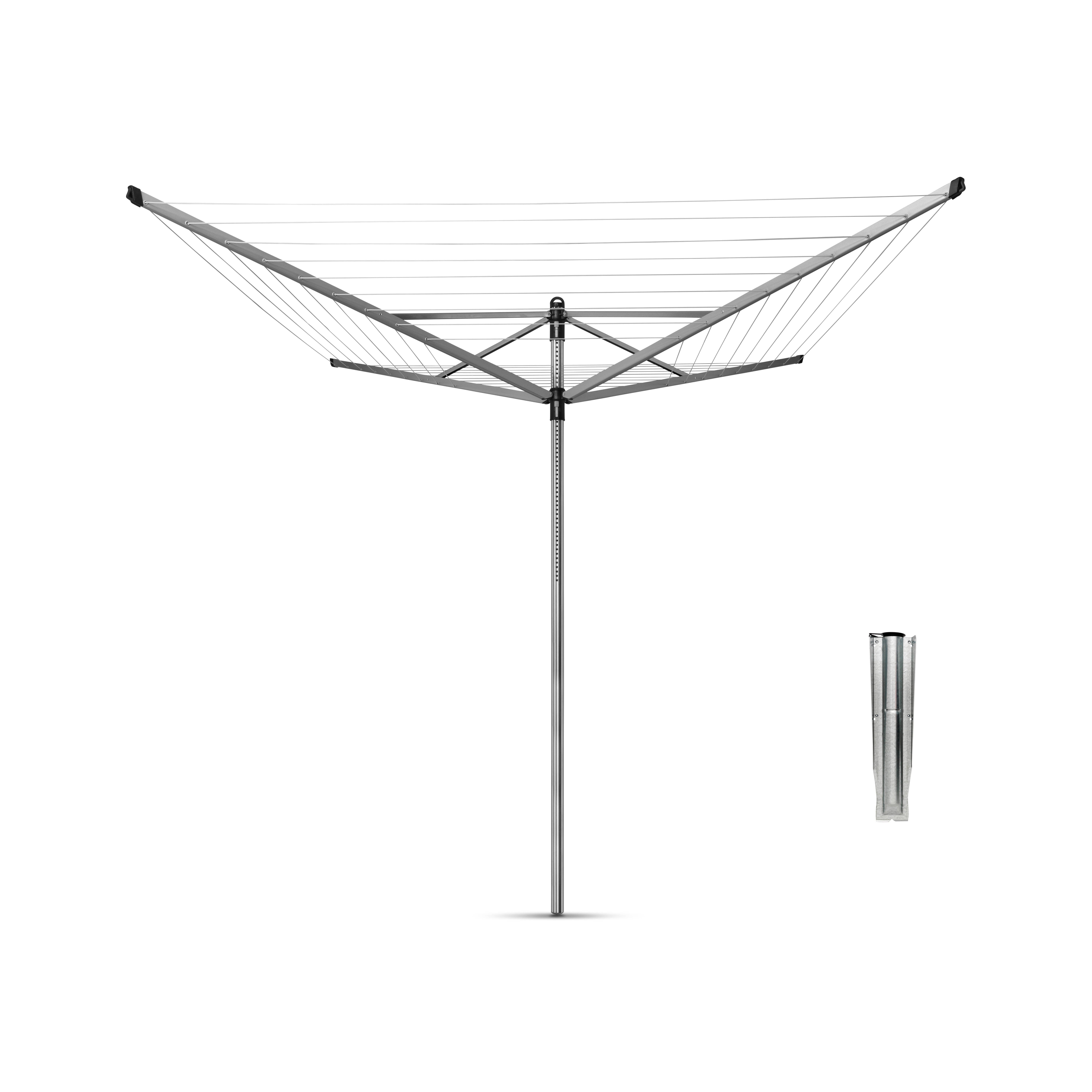 Brabantia Lift-O-Matic Droogmolen - met Metalen Grondanker - 40 m - Metallic grey