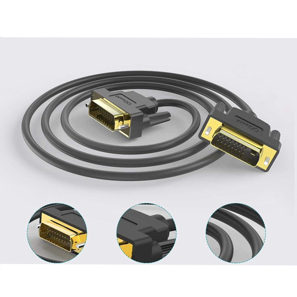(1.8m) DVI auf DVI 4K Ultra HD Video Kabel Adapter Konverter mit vergoldeten Kontakten - Schwarz