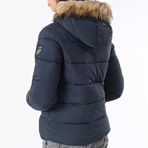Doudoune Capuche Fourrure Femme Faux Fur W5011569A Bleu Marine