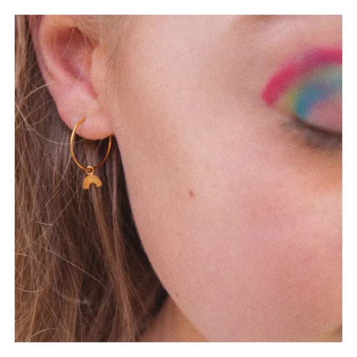 Adorabili Petites Créoles Asymétriques Arc en Ciel | Doré