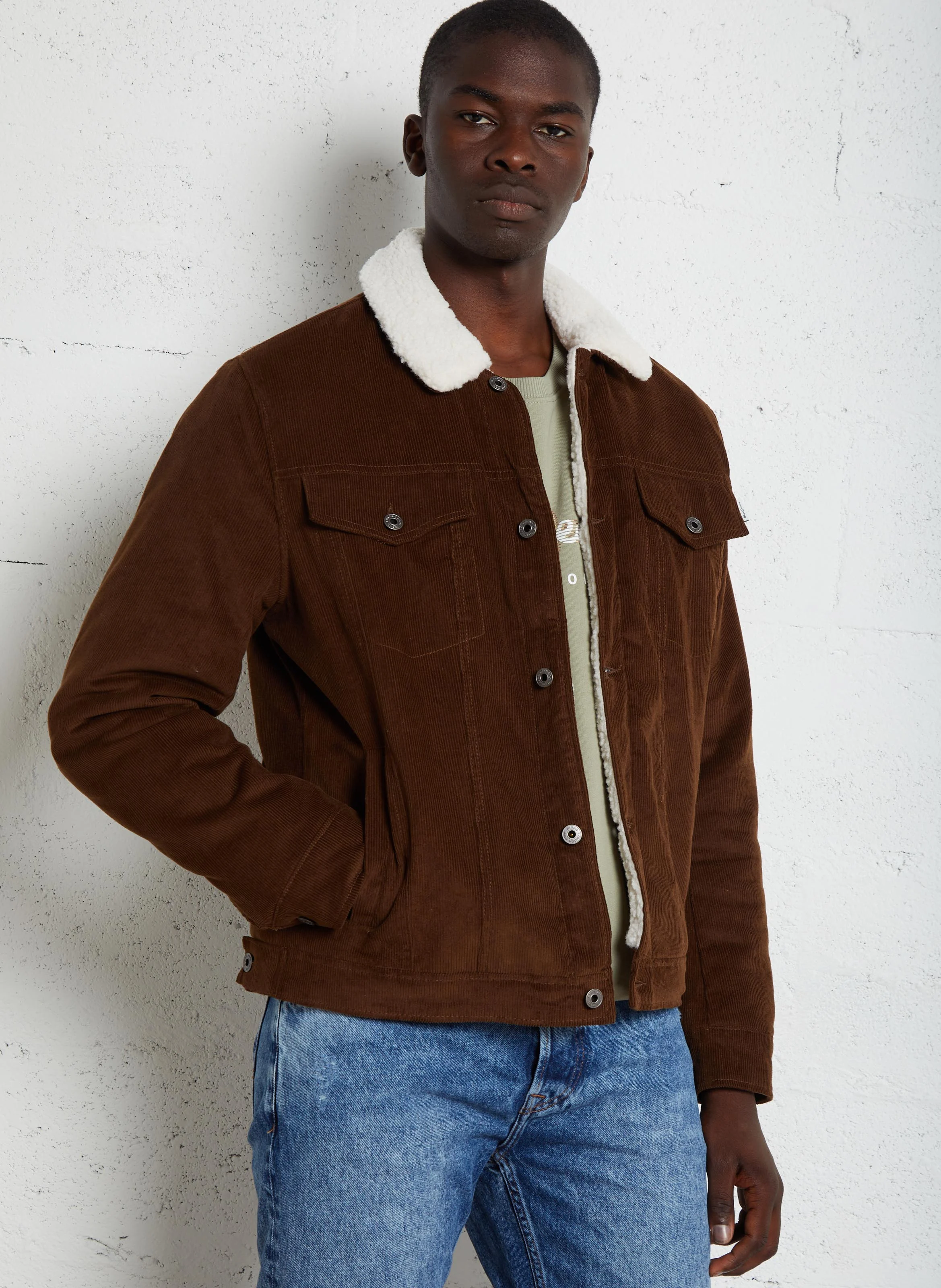 THRIS - Veste col classique en velours de coton | Marron