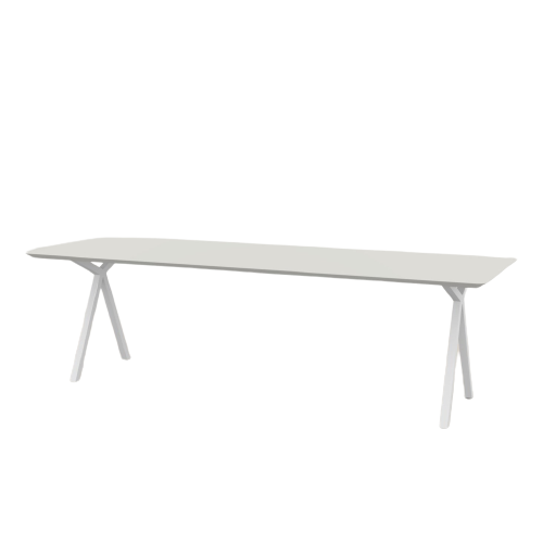 Studio HENK tafel Slim X-type Rechthoekig - wit frame, HPL Fenix bianco kos 160 x 90 | HPL Fenix Bianco Kos | Vejongde Rand | Frame Wit