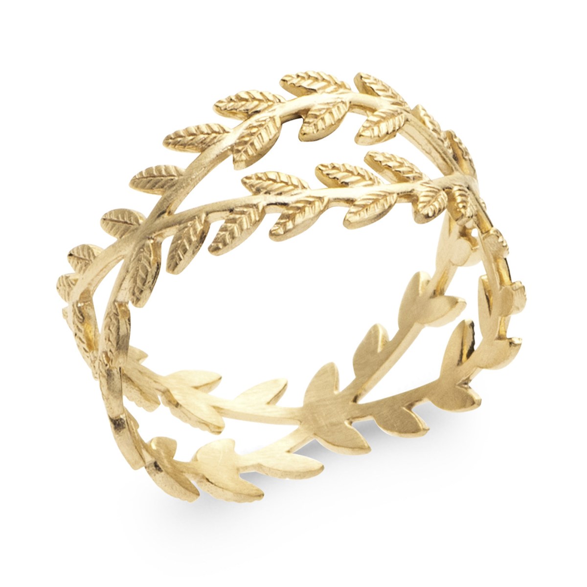 Bague Brillaxis plaqué or feuillages