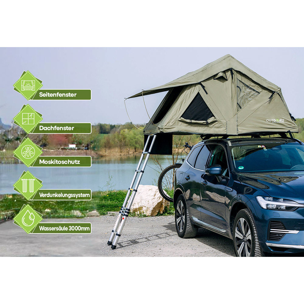 OutdoorU Compact 2 Pers daktent incl. dakraam - Khaki